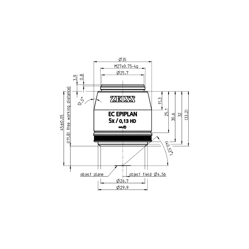 ZEISS Objektiv EC Epiplan 5x/0,13 HD bd=11,8 mm