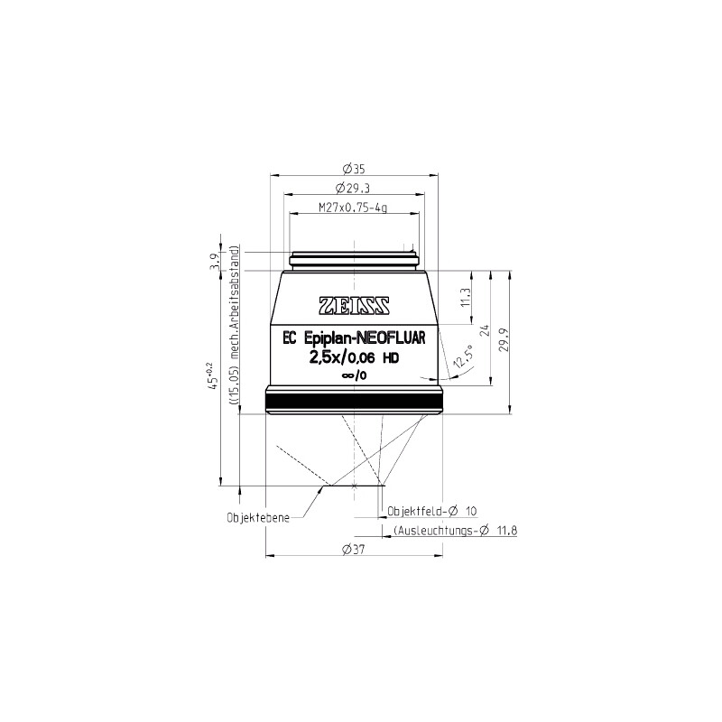 ZEISS Objektiv EC Epiplan-Neofluar 2,5x/0,06 HD wd=15,1mm