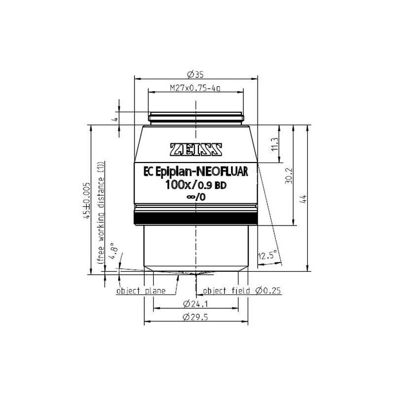 ZEISS Objektiv Objective EC Epiplan-Neofluar 100x/0,9 HD wd=1,0mm