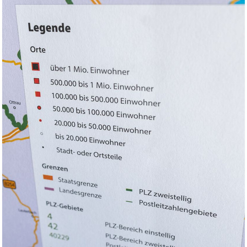 GeoMetro Regionkarta Nordrhein-Westfalen Postleitzahlen PLZ NRW (118 x 100 cm)