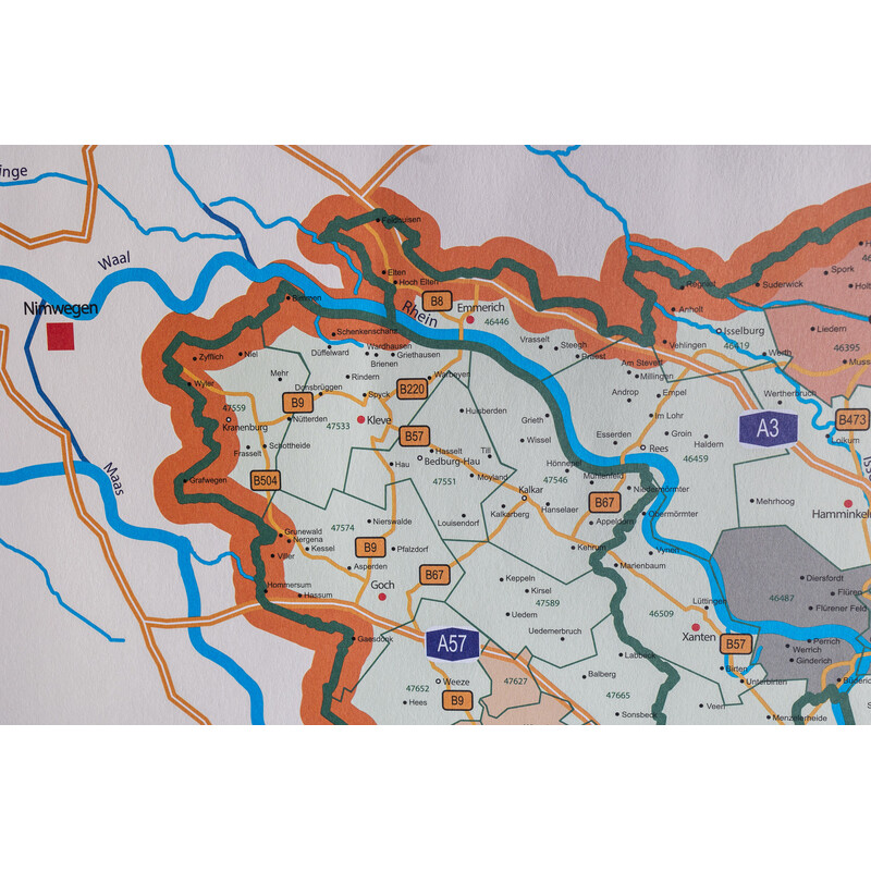 GeoMetro Regionkarta Nordrhein-Westfalen Postleitzahlen PLZ NRW (118 x 100 cm)