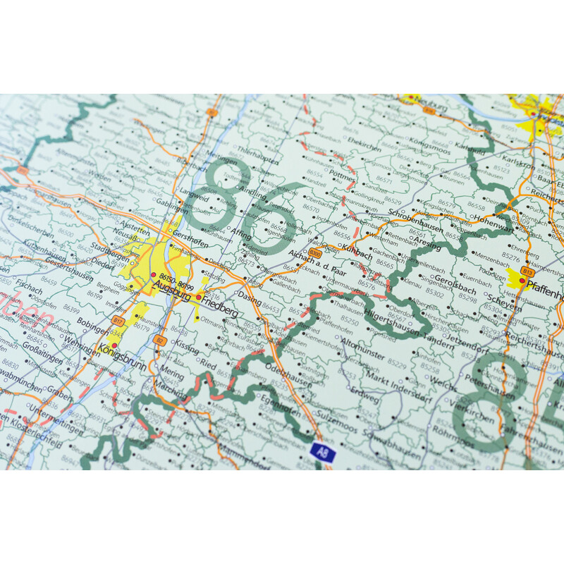 GeoMetro Regionkarta Bayern Postleitzahlen PLZ (100 x 140 cm)