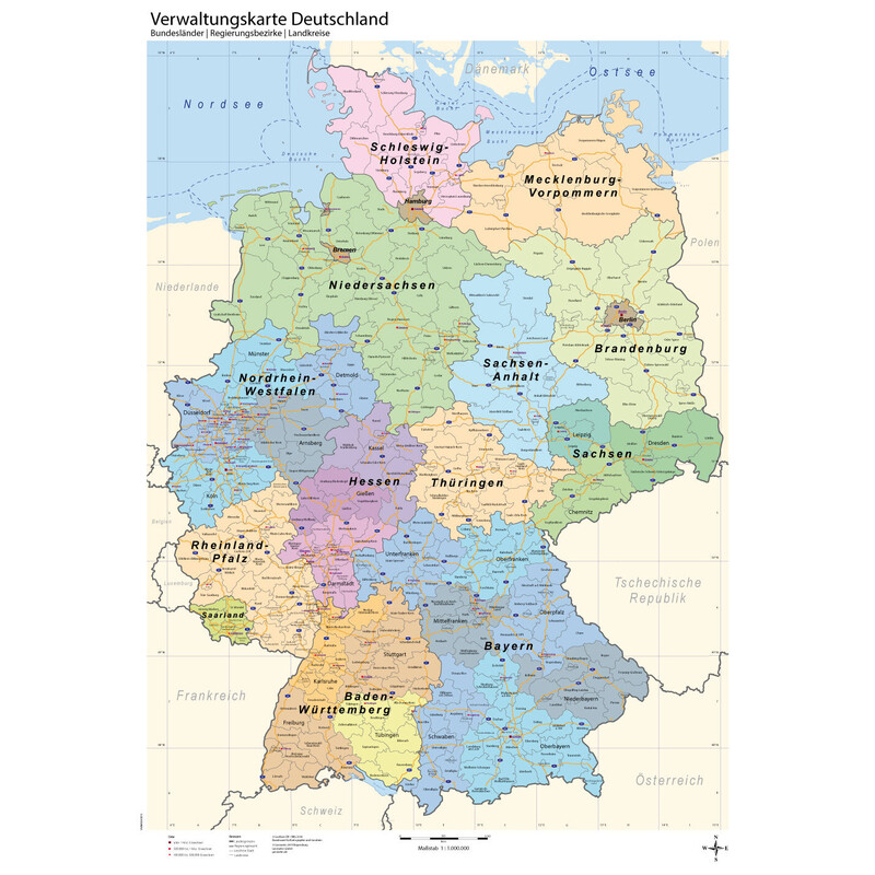 GeoMetro Karta Deutschland politsch (70 x 100 cm)