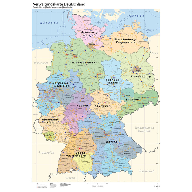 GeoMetro Karta Deutschland politsch (70 x 100 cm)