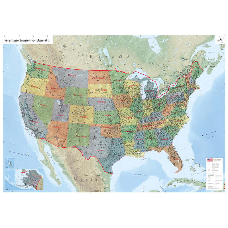 GeoMetro Karta USA politiskt (140 x 100 cm)