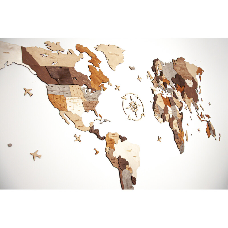 Abraham Wood Decor Världskarta Pussel i trä (130 x 70 cm)