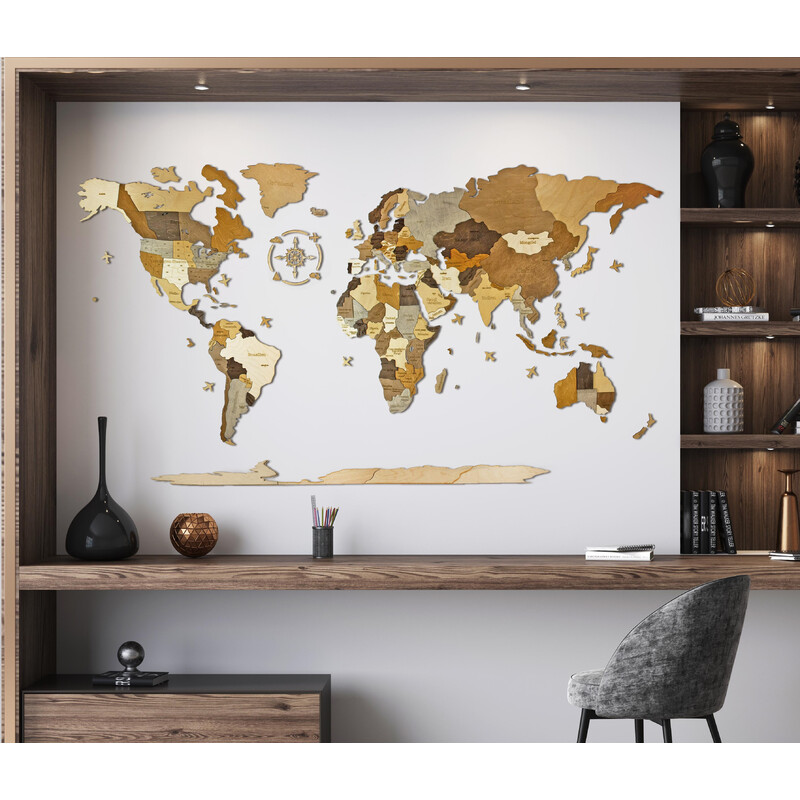 Abraham Wood Decor Världskarta Pussel av trä (200 x 110 cm)