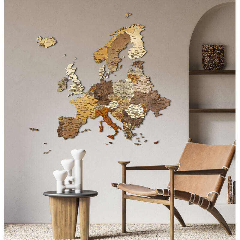 Abraham Wood Decor Kontinentkarta Europa-pussel i trä (110 x 108 cm)