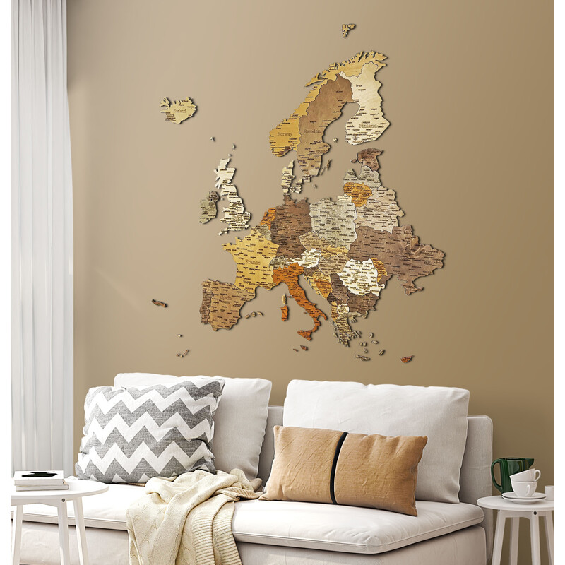 Abraham Wood Decor Kontinentkarta Pussel av trä över Europa (110x108cm)