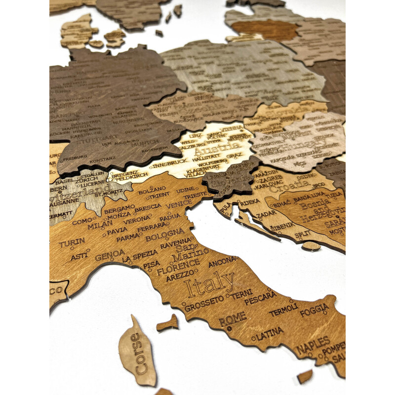 Abraham Wood Decor Kontinentkarta Pussel av trä över Europa (110x108cm)