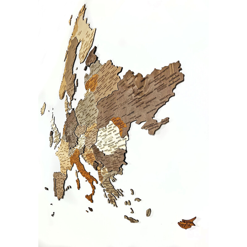 Abraham Wood Decor Kontinentkarta Pussel av trä över Europa (110x108cm)