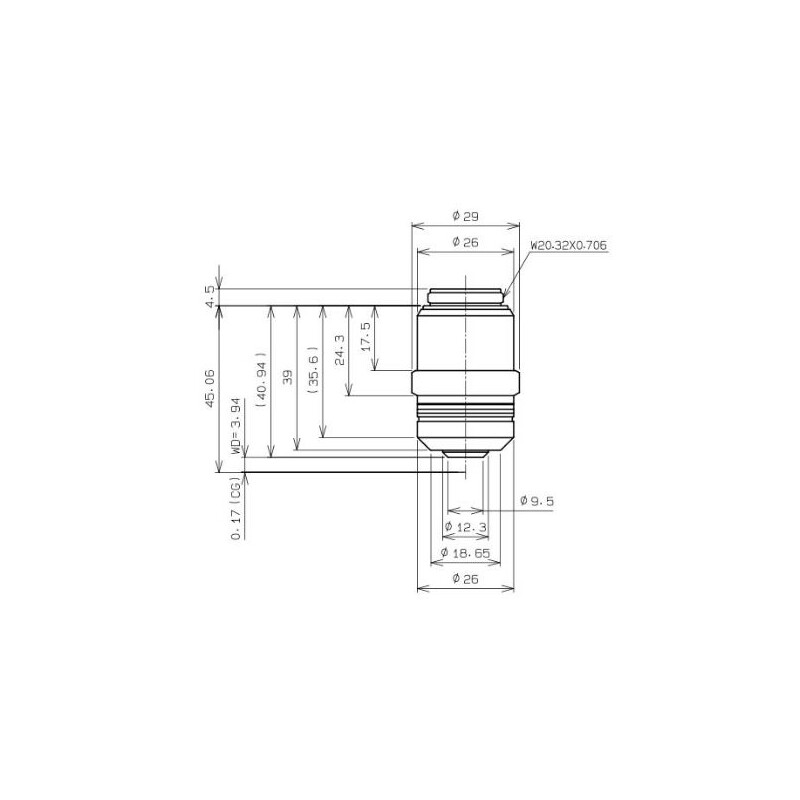Evident Olympus Objektiv LPLN40X/0,65, plan, oändligt, torr, w.d.3,4-4,10, täckglas 0-1,00