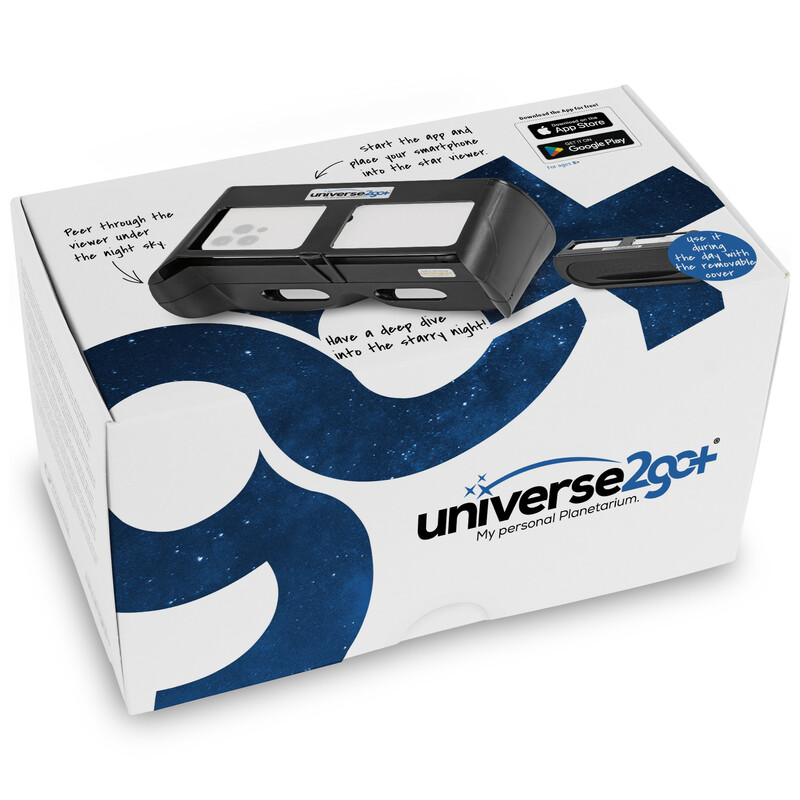 Omegon Personligt planetarium Universe2Go+ + Sonnenfinsternisbrille Solar Safe Deluxe