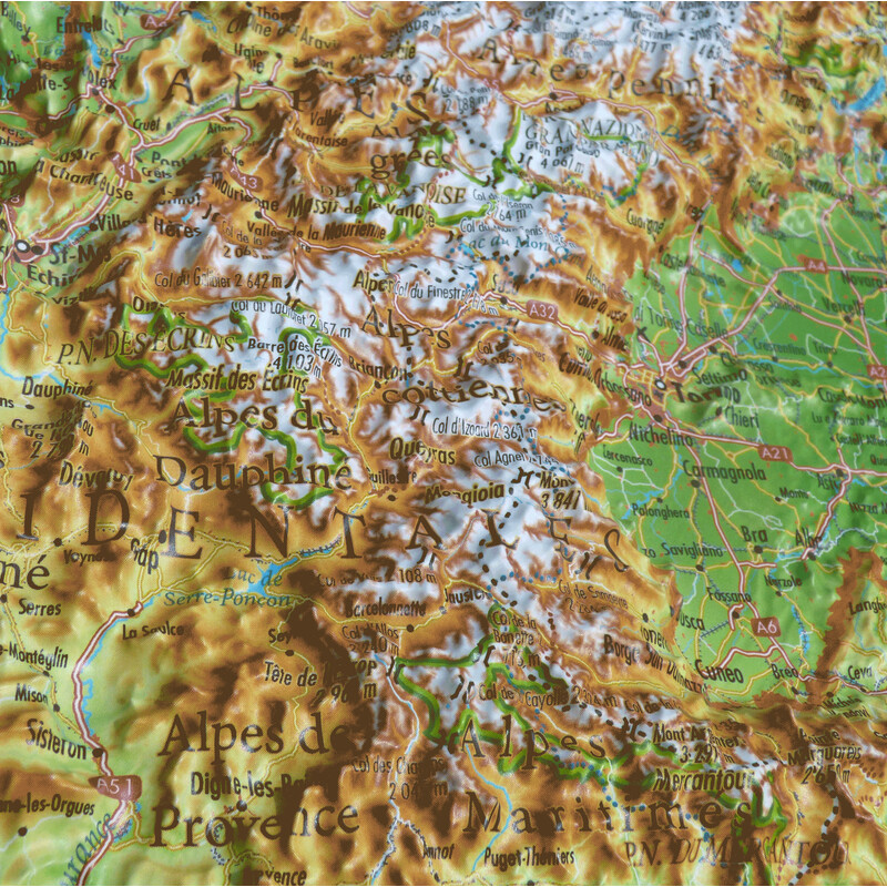 3Dmap Regionkarta Massif de L'Arc Alpin