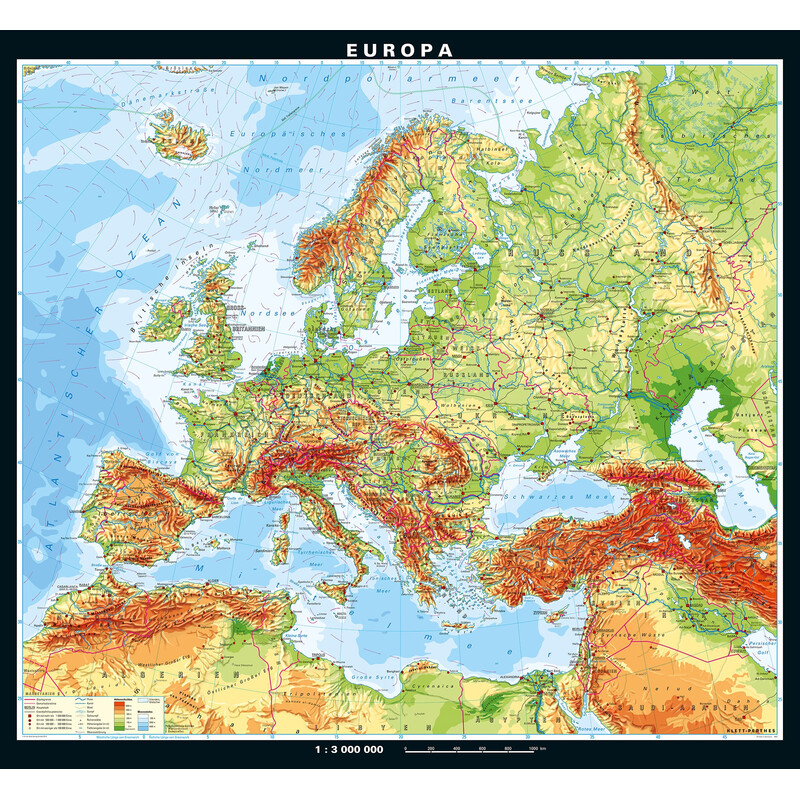 PONS Kontinentkarta Europa fysiskt (208 x 189 cm)