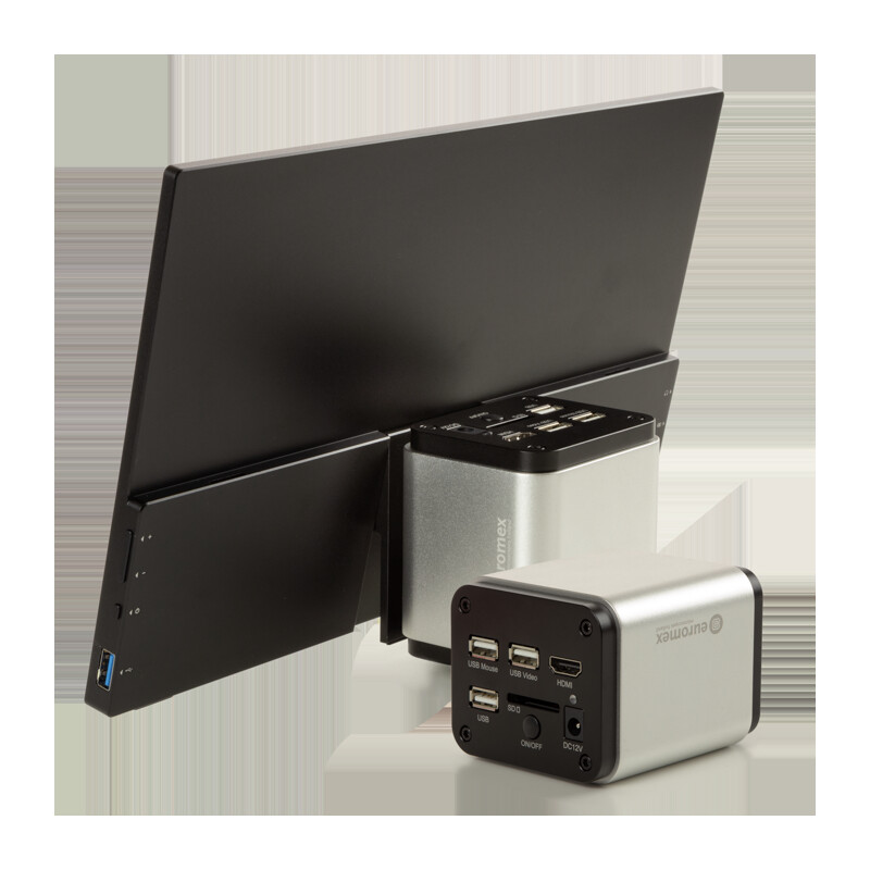 Euromex Kamera VC.3039-HDS, färg, 1/2,8", 1,45 µm, 60/30 fps, 8 MP, HDMI/USB, 13-tums HD-skärm