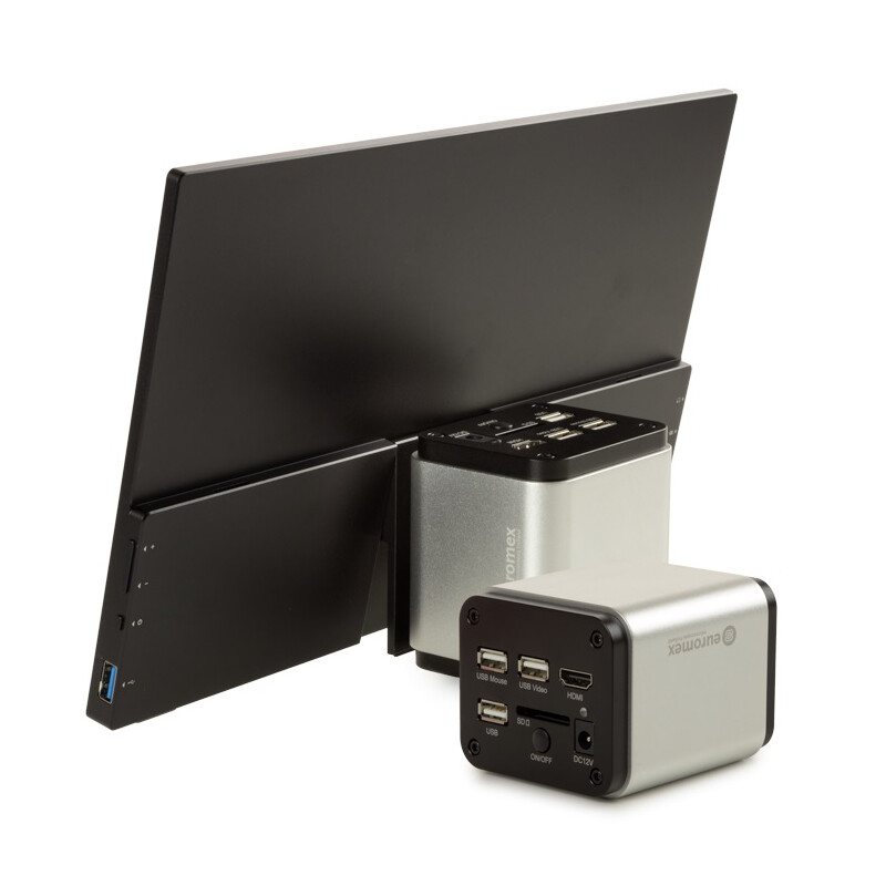 Euromex Kamera VC.3039-HDS, färg, 1/2,8", 1,45 µm, 60/30 fps, 8 MP, HDMI/USB, 13-tums HD-skärm