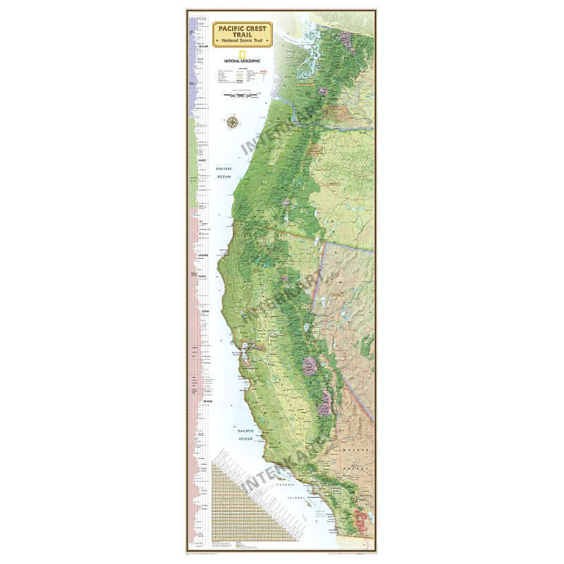 National Geographic Regionkarta Pacific Crest Trail (46 x 122 cm)