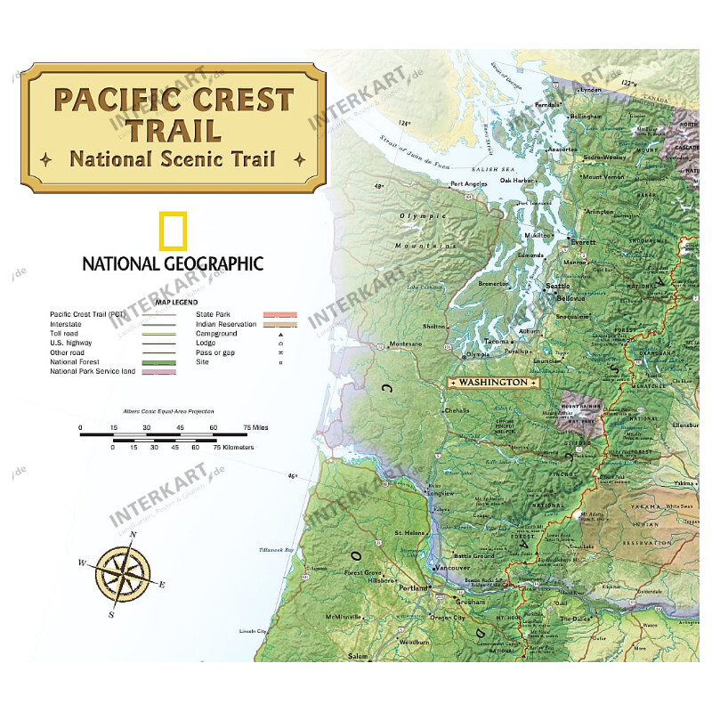 National Geographic Regionkarta Pacific Crest Trail (46 x 122 cm)