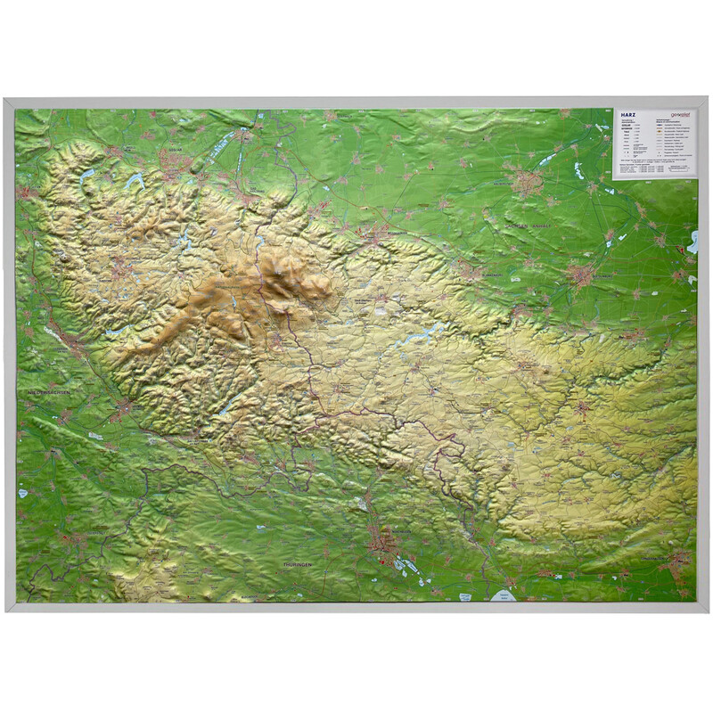 Georelief Regionkarta Harz 3D reliefkarta (77 x 57 cm)