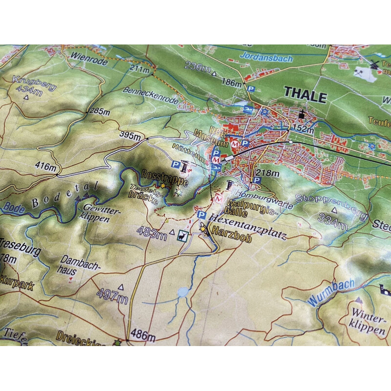 Georelief Regionkarta Harz 3D Reliefkarte (77 x 57 cm)