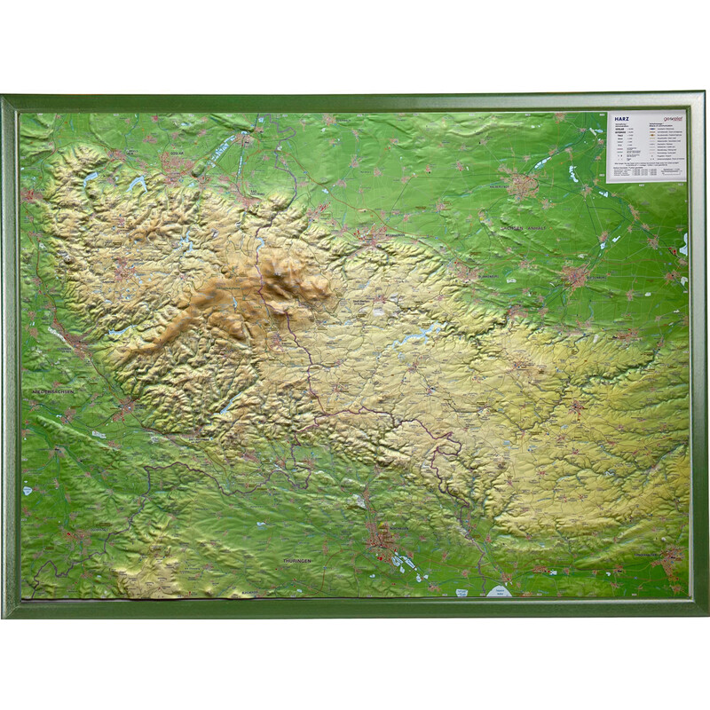 Georelief Regionkarta Harz 3D reliefkarta (77 x 57 cm)