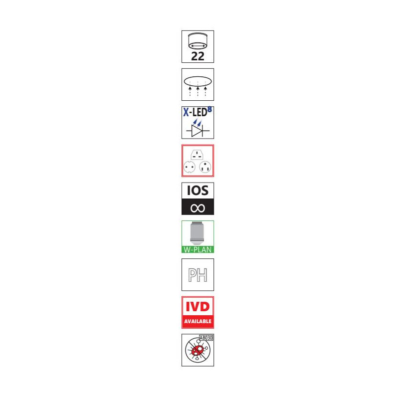 Optika Invert mikroskop IM-300, trino, PH, 100-400x, IOS LWD W-PLAN PH, N.A. 0.3, X-LED8