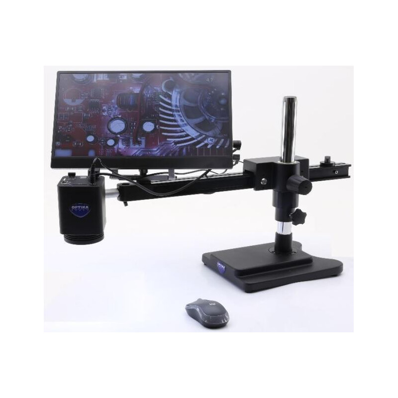 Optika Mikroskop IS-4K2, zoom opt. 1x-18x, autofokus, 8 MP, 4K Ultra HD, överhängande stativ, 15,6" skärm