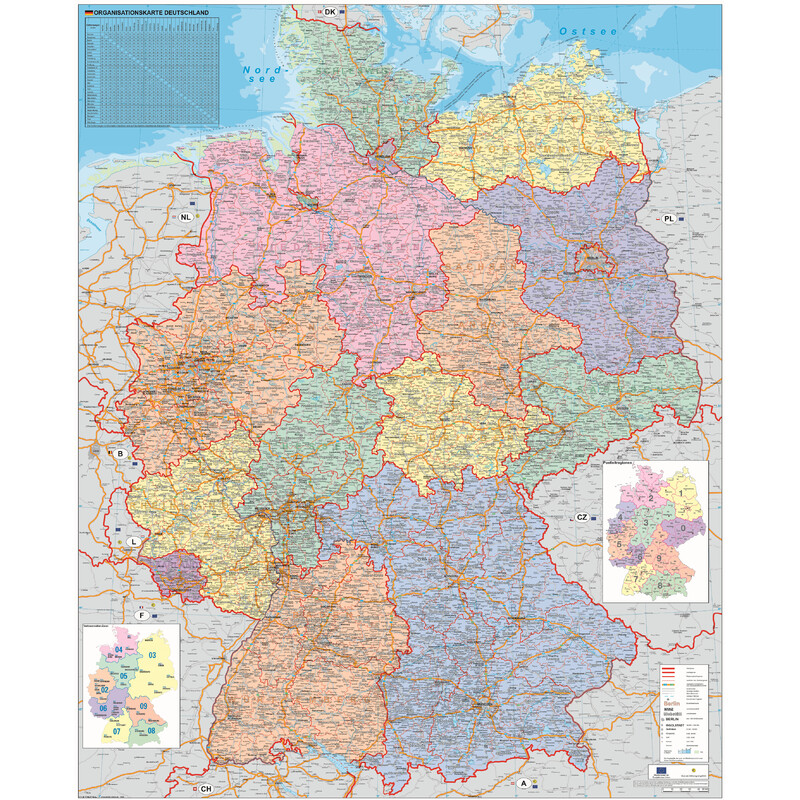 Stiefel Tyskland, politisk organisationskarta (100 cm x 140 cm)