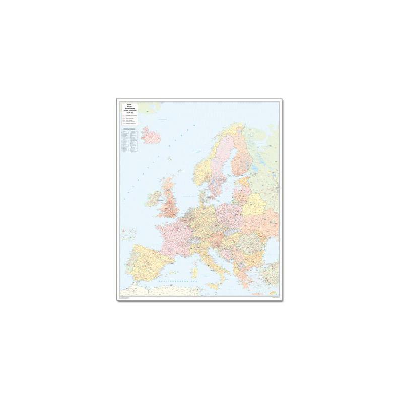 Bacher Verlag Kontinentkarta Postnummerkarta Europa