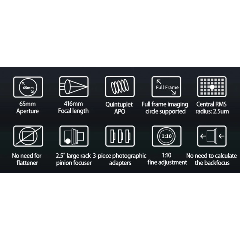 ZWO Apokromatisk refraktor AP 65/416 FF65