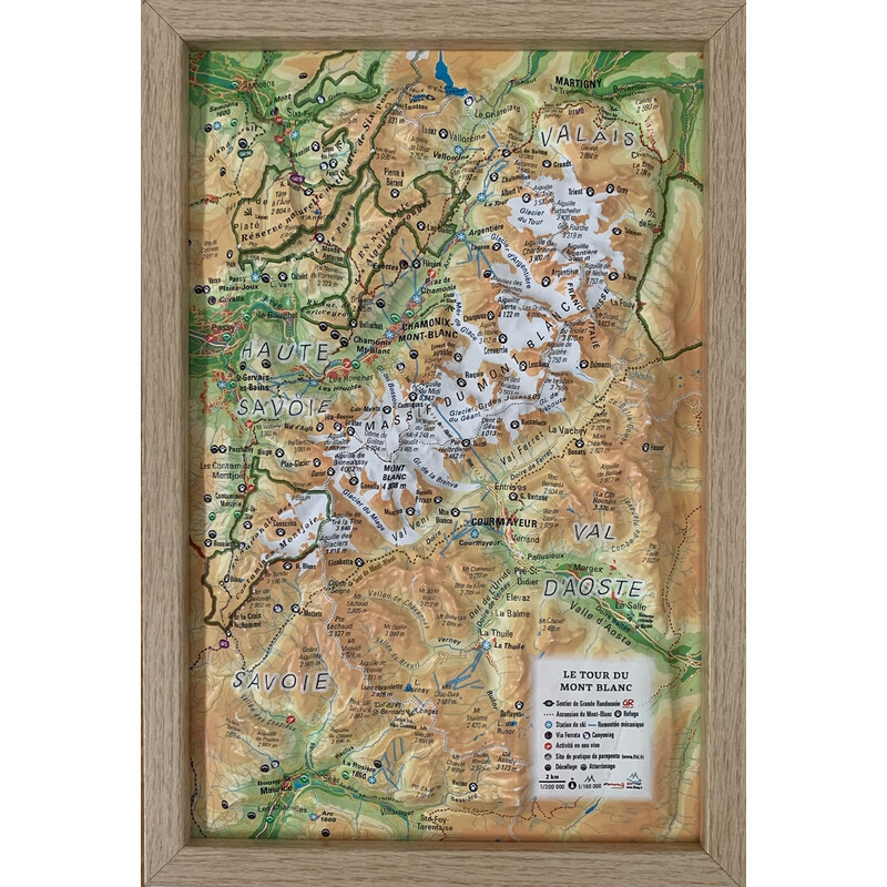 3Dmap Regionkarta Le tour du Mont Blanc (19,5 cm x 29,5 cm)