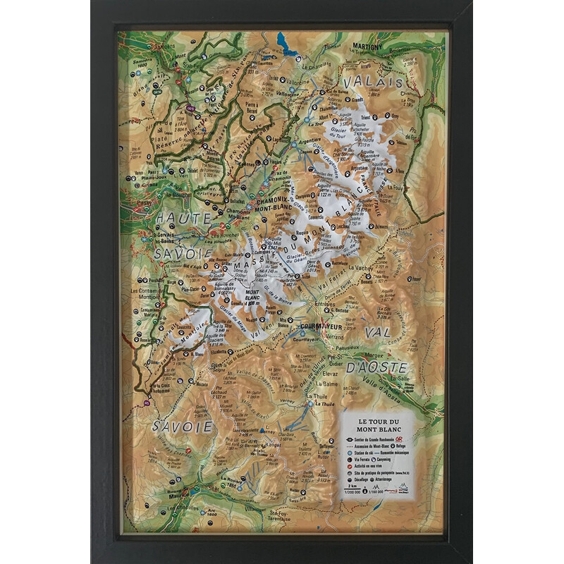 3Dmap Regionkarta Le tour du Mont Blanc (19,5 cm x 29,5 cm)