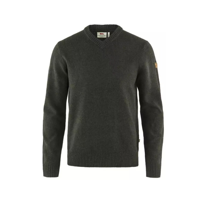 Fjällräven Övik V-neck Sweater M, 633 Dark Olive, storlek S