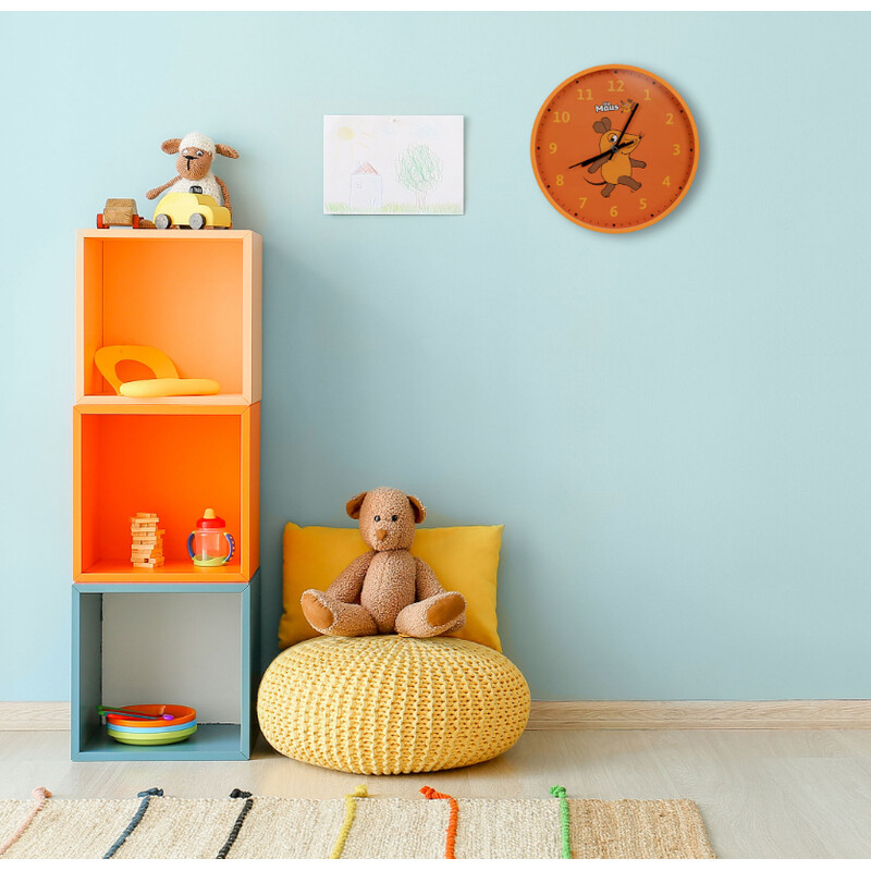 DieMaus Väggklocka för barn orange