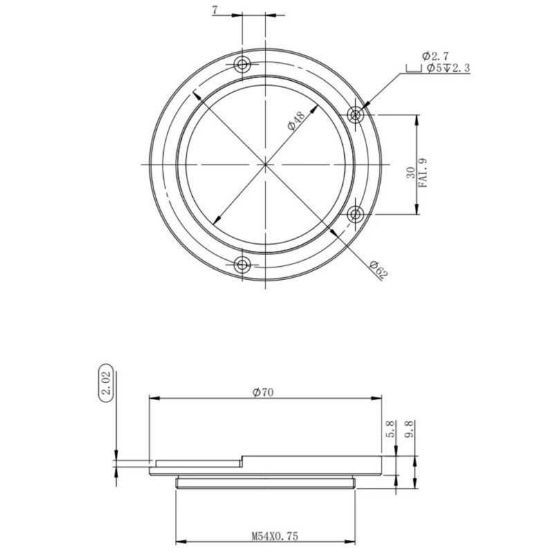 ZWO M54 Adapter för filterlåda