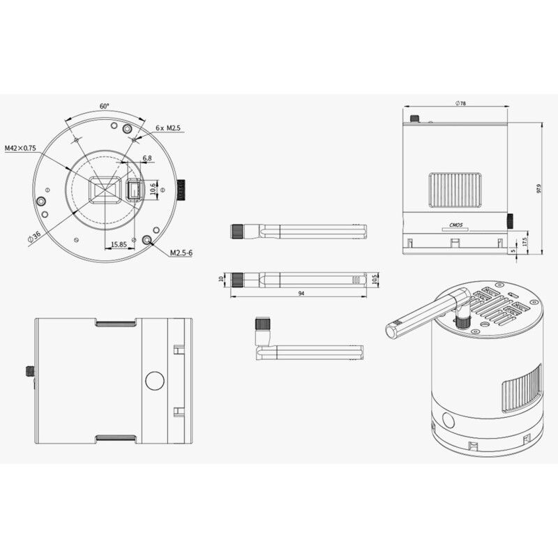 ZWO Kamera ASI 585 MM-Air Mono