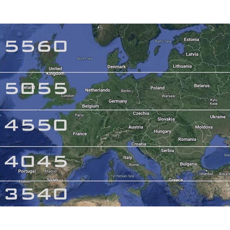 TMS-ASTRO Polar wedge EQ-plattform visuellt 50°-55°