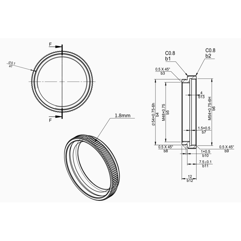 ZWO Förlängningshylsa 7,5 mm M54