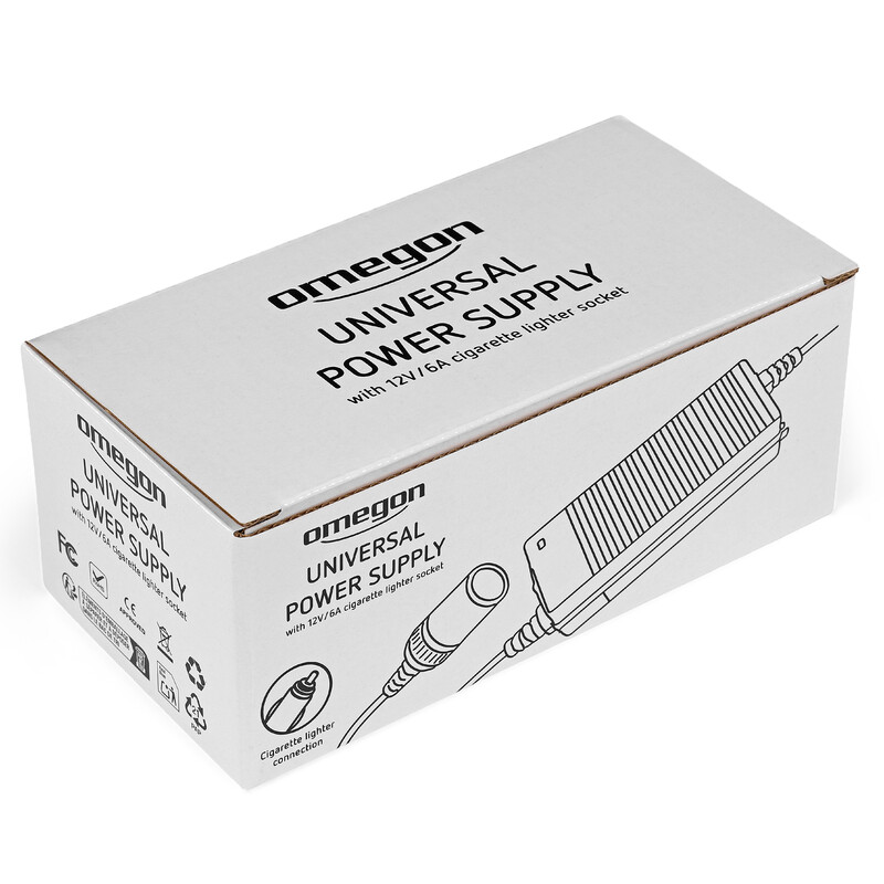 Omegon Strömförsörjningsenhet Euro-universaladaptrar 12 V/6 A, cigarettändaruttag