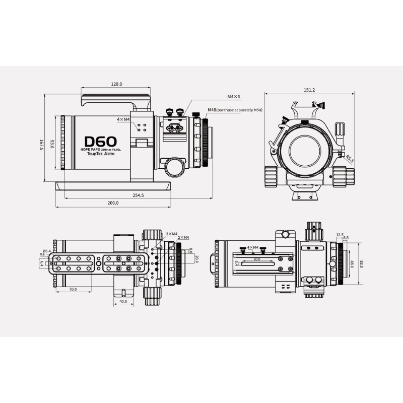 ToupTek Apokromatisk refraktor HOPE D60 60/280 Tilter