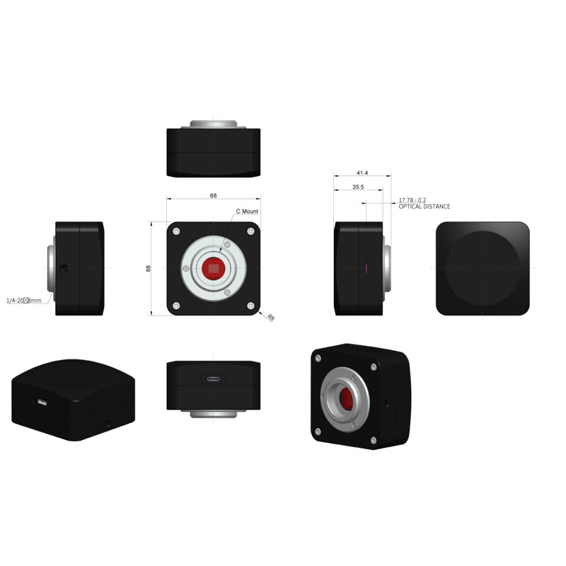 ToupTek Kamera ToupCam E10ISPM 21000KPA, färg, CMOS, 4/3", 3,3 µm, 25–240 fps, 21 MP, USB 3.2