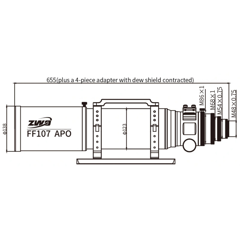 ZWO Apokromatisk refraktor AP 107/749 FF107