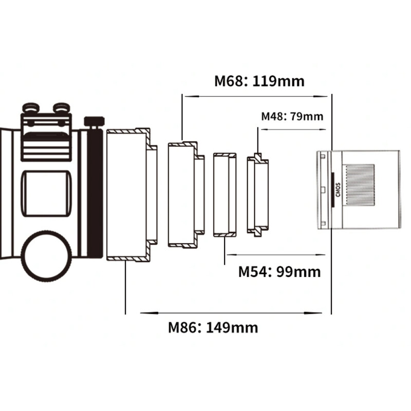 ZWO Apokromatisk refraktor AP 107/749 FF107