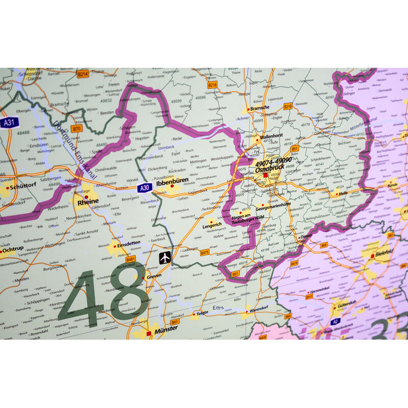GeoMetro Regionkarta Niedersachsen postnummer (100 x 123 cm)