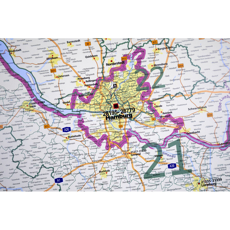GeoMetro Regionkarta Niedersachsen postnummer (100 x 123 cm)