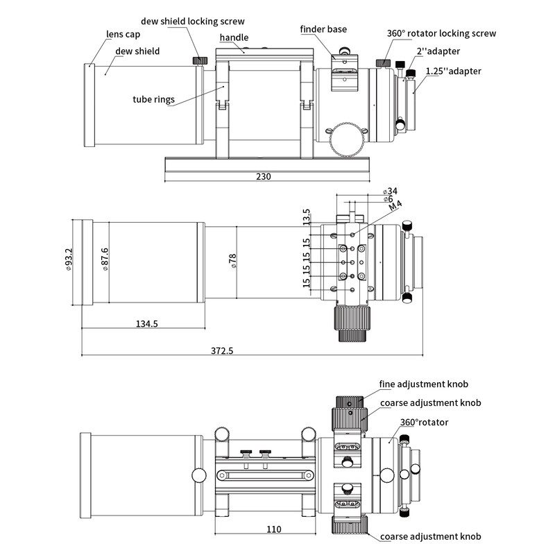 ZWO Apokromatisk refraktor AP 70/490 FF70 AM3N+PE160+TC40